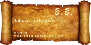 Babocs Balambér névjegykártya